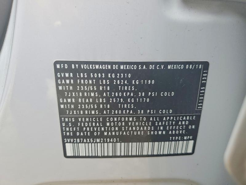 Aukcja sprzedaży 2018 Volkswagen Tiguan, vin: 3VV2B7AX5JM219401, numer aukcji: 54386866