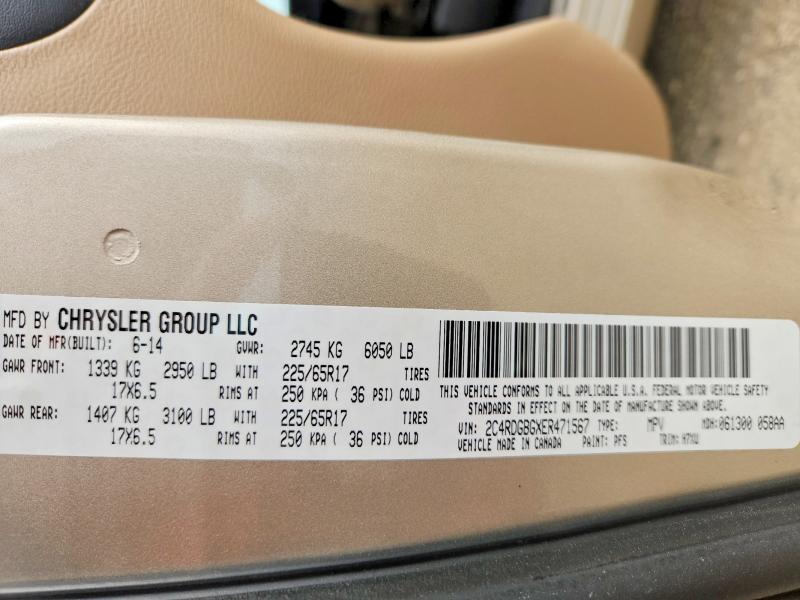 Продаж на аукціоні авто 2014 Dodge Grand Caravan, vin: 2C4RDGBGXER471567, номер лоту: 54620256