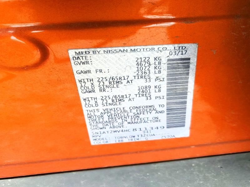Aukcja sprzedaży 2017 Nissan Rogue, vin: 5N1AT2MV4HC811349, numer aukcji: 51897196