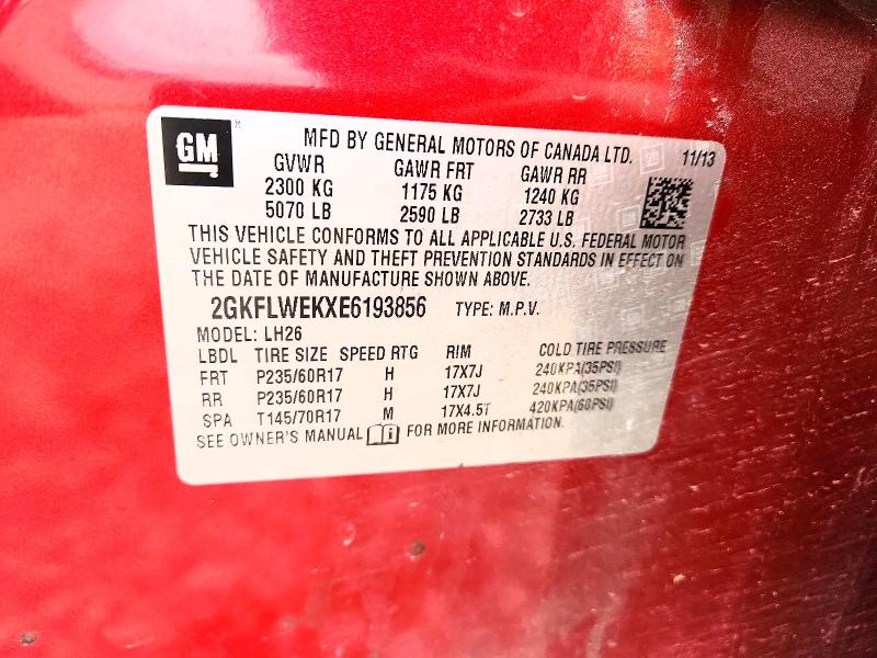2014 Gmc Terrain მანქანა იყიდება აუქციონზე, vin: 2GKFLWEKXE6193856, აუქციონის ნომერი: 52005946