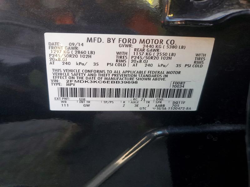 Продажа на аукционе авто 2014 Ford Edge, vin: 2FMDK3KC6EBB39698, номер лота: 54671356