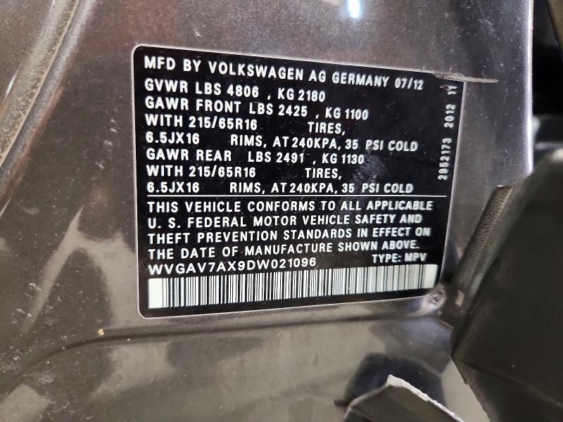 Aukcja sprzedaży 2013 Volkswagen Tiguan, vin: WVGAV7AX9DW021096, numer aukcji: 54665086