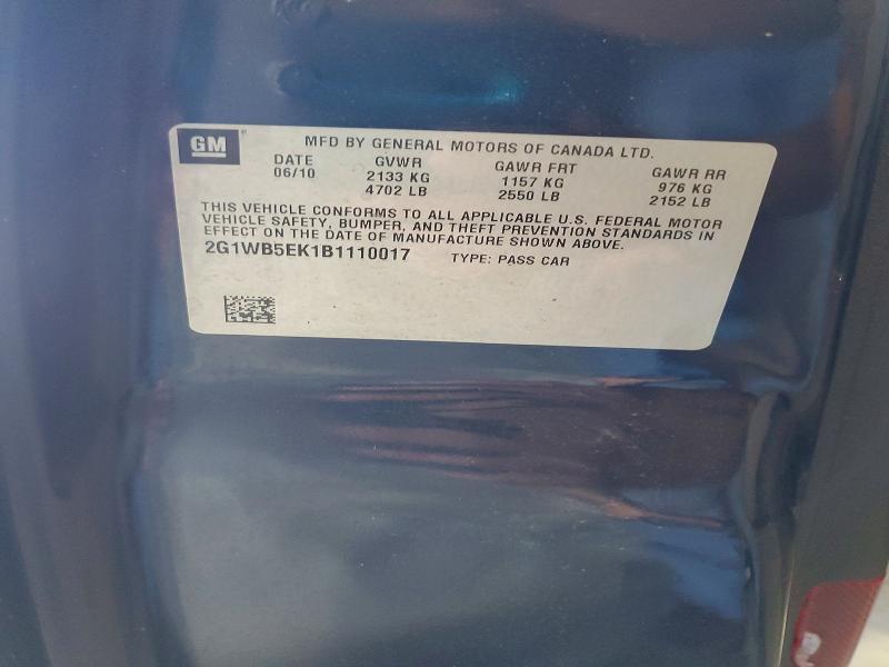 2011 Chevrolet Impala მანქანა იყიდება აუქციონზე, vin: 2G1WB5EK1B1110017, აუქციონის ნომერი: 55089706