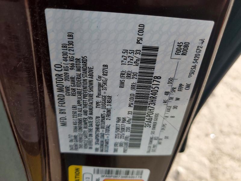 2017 Ford Fusion მანქანა იყიდება აუქციონზე, vin: 3FA6P0H73HR405178, აუქციონის ნომერი: 54226116