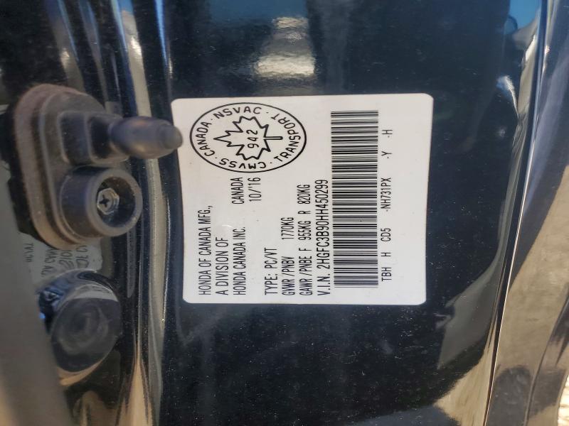 Продажа на аукционе авто 2017 Honda Civic, vin: 2HGFC3B90HH450299, номер лота: 55038066