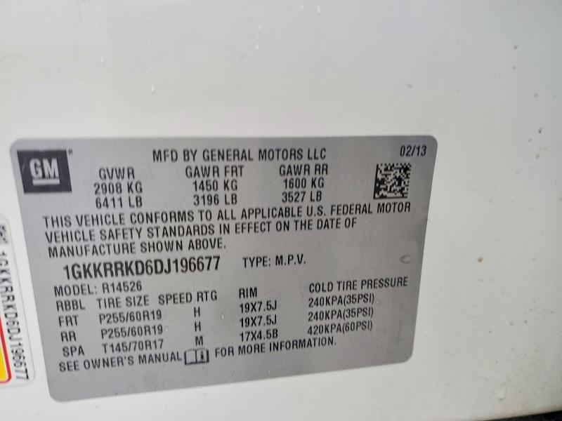 2013 Gmc Acadia მანქანა იყიდება აუქციონზე, vin: 1GKKRRKD6DJ196677, აუქციონის ნომერი: 52418076