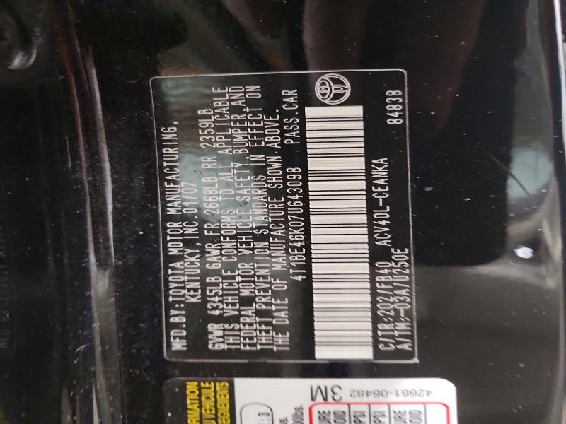 Aukcja sprzedaży 2007 Toyota Camry, vin: 4T1BE46K07U643098, numer aukcji: 54309606