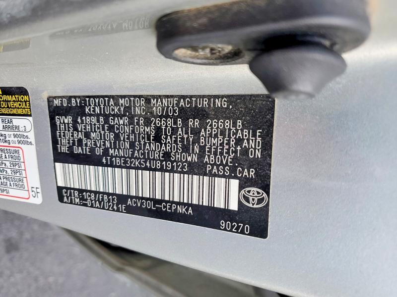 Продажа на аукционе авто 2004 Toyota Camry, vin: 4T1BE32K54U819123, номер лота: 53413756