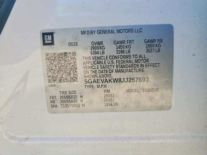 Aukcja sprzedaży 2018 Buick Enclave, vin: 5GAEVAKW8JJ257693, numer aukcji: 52017966