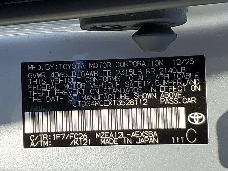 2026 Toyota Corolla მანქანა იყიდება აუქციონზე, vin: JTDS4MCEXT3528112, აუქციონის ნომერი: 54102456