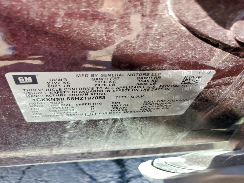 Aukcja sprzedaży 2017 Gmc Acadia, vin: 1GKKNMLS5HZ197063, numer aukcji: 55330756