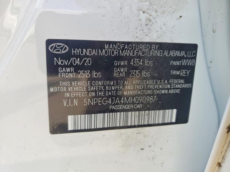 Продаж на аукціоні авто 2021 Hyundai Sonata, vin: 5NPEG4JA4MH090987, номер лоту: 54396156