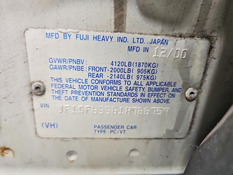 Продаж на аукціоні авто 2001 Subaru Forester, vin: JF1SF63561H766759, номер лоту: 54635336