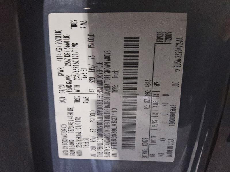 50973516 :رقم المزاد ، 1FTBR3X89LKB27110 vin ، 2020 Ford Transit مزاد بيع
