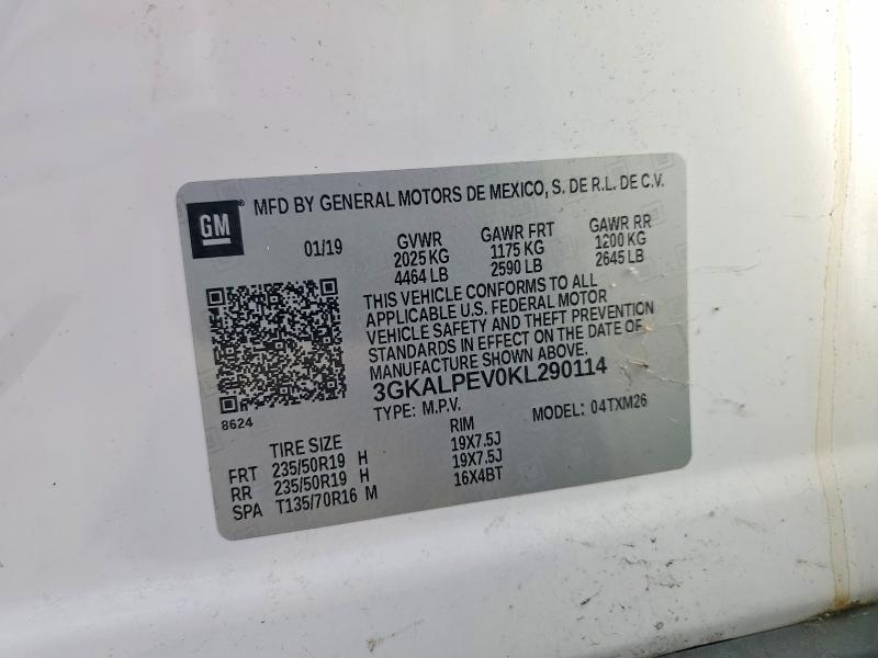 53924816 :رقم المزاد ، 3GKALPEV0KL290114 vin ، 2019 Gmc Terrain مزاد بيع