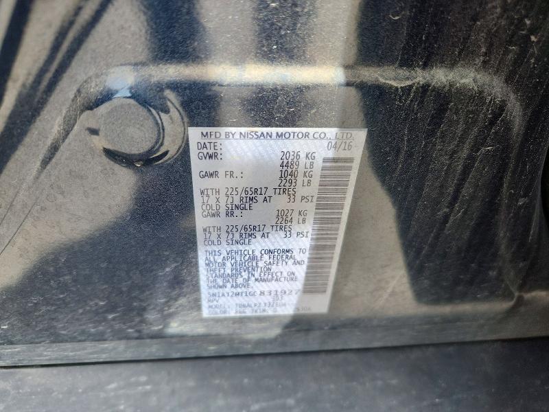 Aukcja sprzedaży 2016 Nissan Rogue, vin: 5N1AT2MT1GC831927, numer aukcji: 52206506