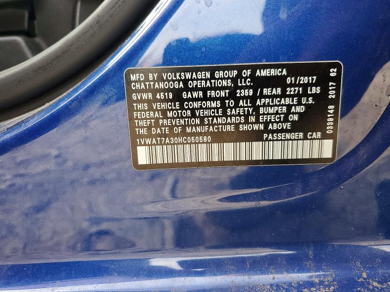 Продажа на аукционе авто 2017 Volkswagen Passat, vin: 1VWAT7A30HC050580, номер лота: 54863586