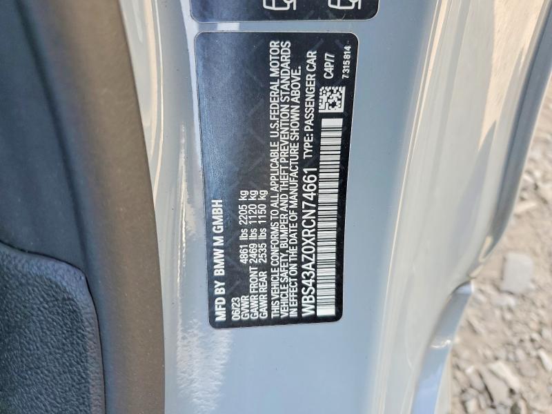 Aukcja sprzedaży 2024 Bmw M4, vin: WBS43AZ0XRCN74661, numer aukcji: 52764446