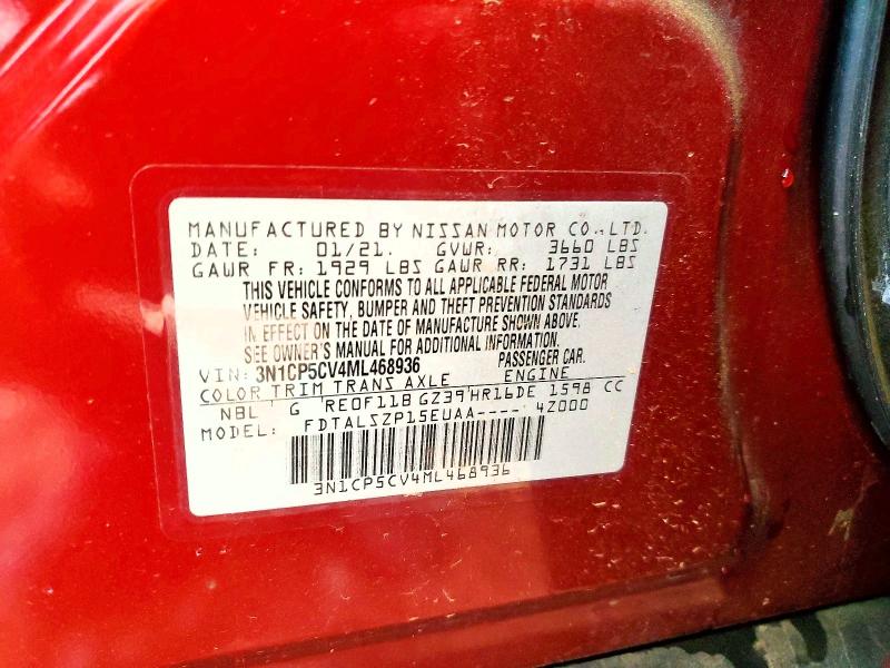 Продажа на аукционе авто 2021 Nissan Kicks, vin: 3N1CP5CV4ML468936, номер лота: 52459716