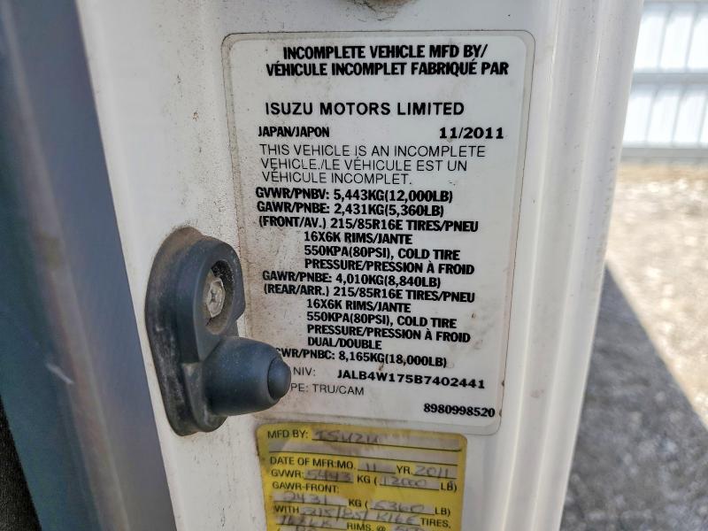 Aukcja sprzedaży 2011 Isuzu Npr, vin: JALB4W175B7402441, numer aukcji: 54847656