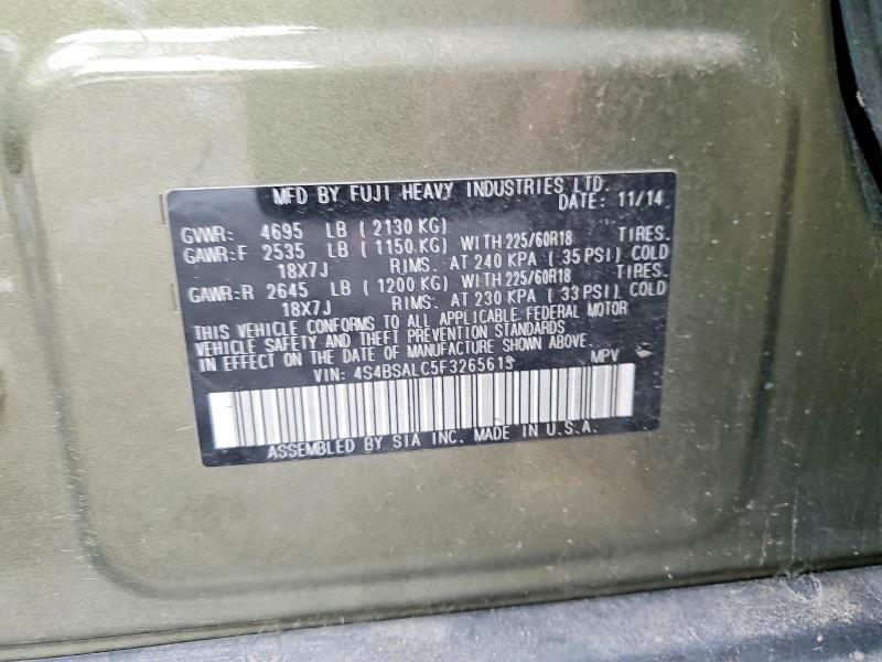 54077456 :رقم المزاد ، 4S4BSALC5F3265613 vin ، 2015 Subaru Outback مزاد بيع