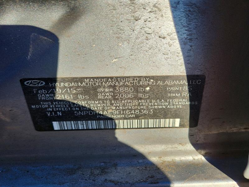 Auction sale of the 2015 Hyundai Elantra, vin: 5NPDH4AE9FH648363, lot number: 52944456
