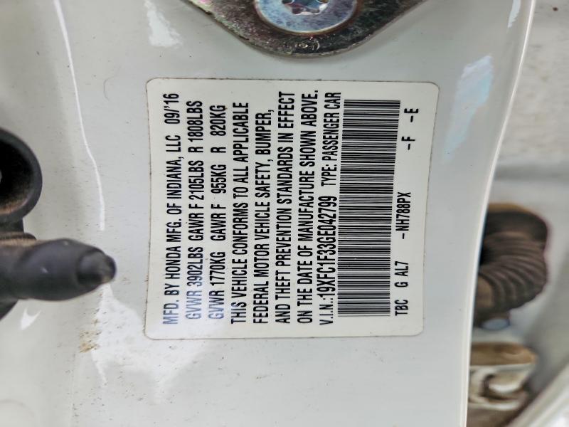 Aukcja sprzedaży 2016 Honda Civic, vin: 19XFC1F33GE042799, numer aukcji: 54769656