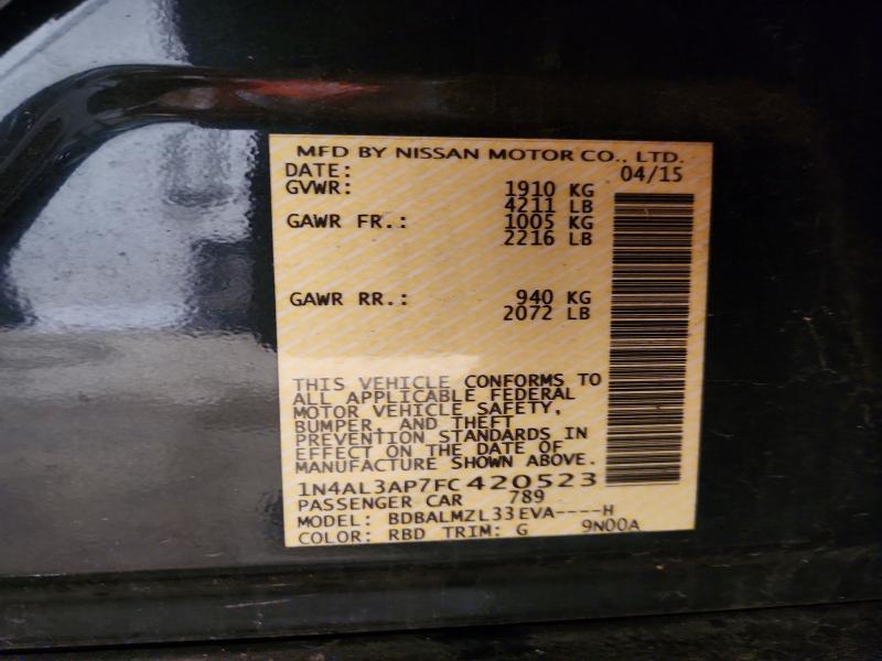 Aukcja sprzedaży 2015 Nissan Altima, vin: 1N4AL3AP7FC420523, numer aukcji: 52497886