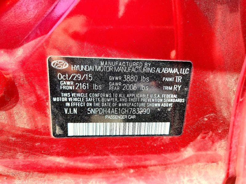 Продаж на аукціоні авто 2016 Hyundai Elantra, vin: 5NPDH4AE1GH783290, номер лоту: 54559696