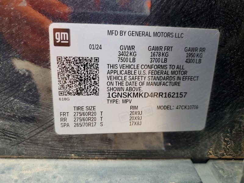 Продаж на аукціоні авто 2024 Chevrolet Tahoe, vin: 1GNSKMKD4RR162157, номер лоту: 52369956