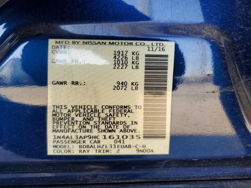 Продаж на аукціоні авто 2017 Nissan Altima, vin: 1N4AL3AP9HC161035, номер лоту: 54520546