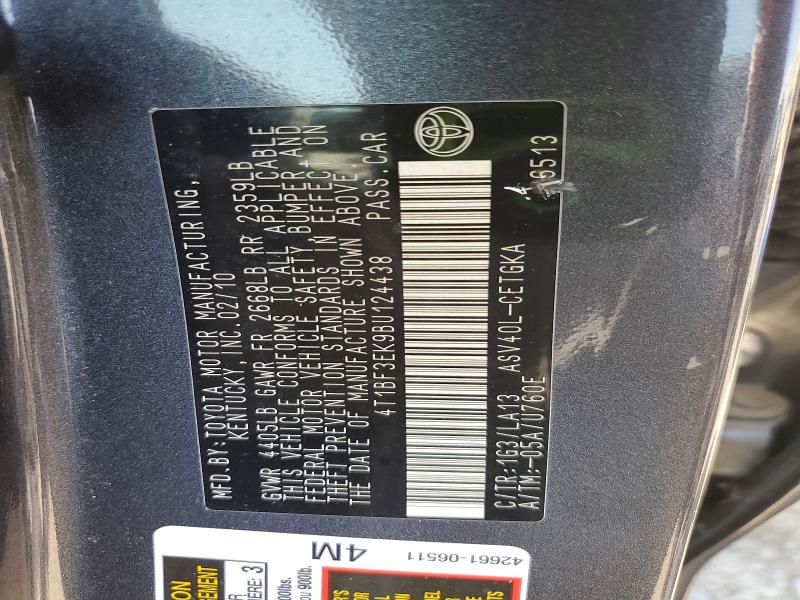 Продажа на аукционе авто 2011 Toyota Camry, vin: 4T1BF3EK9BU124438, номер лота: 52453326