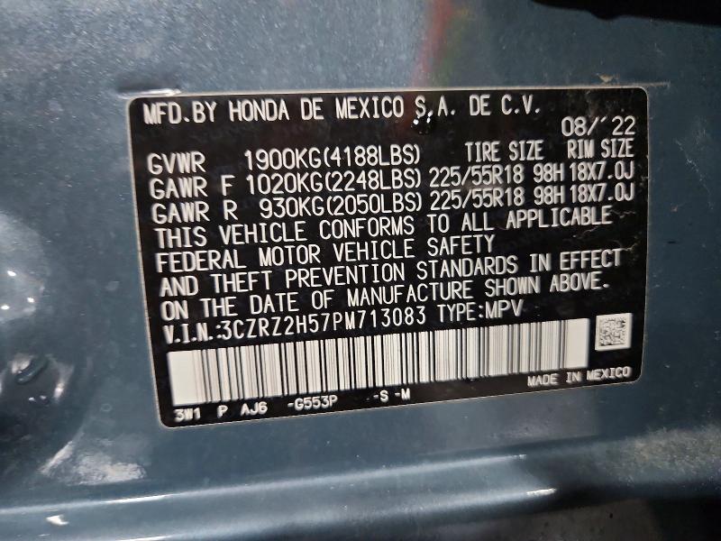 Продажа на аукционе авто 2023 Honda Hr-v, vin: 3CZRZ2H57PM713083, номер лота: 53285196