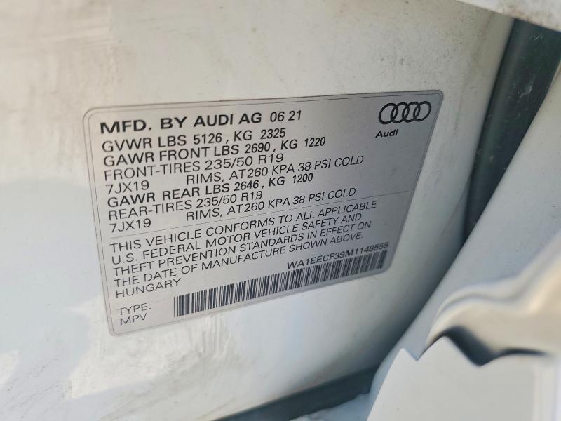 2021 Audi Q3 მანქანა იყიდება აუქციონზე, vin: WA1EECF39M1148555, აუქციონის ნომერი: 53849146