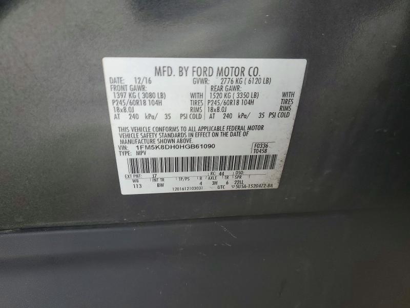 Aukcja sprzedaży 2017 Ford Explorer, vin: 1FM5K8DH0HGB61090, numer aukcji: 52755606