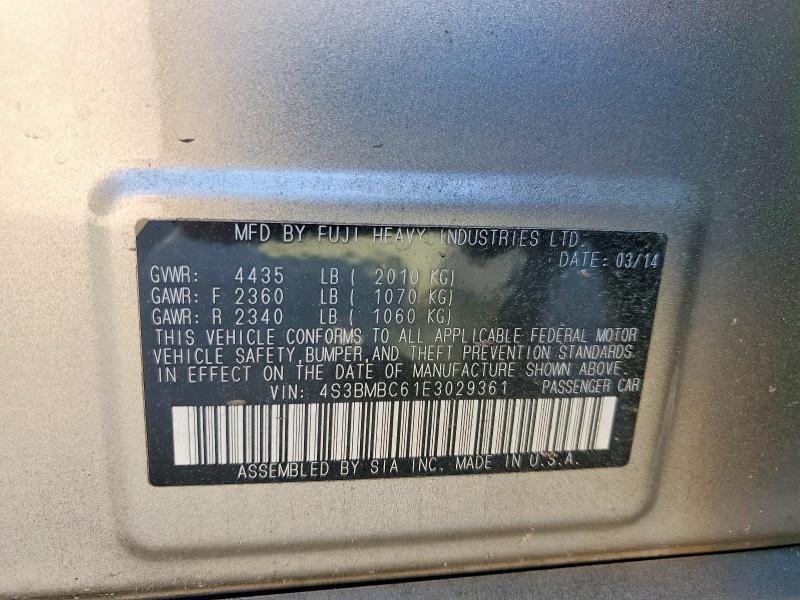 Aukcja sprzedaży 2014 Subaru Legacy, vin: 4S3BMBC61E3029361, numer aukcji: 51032806