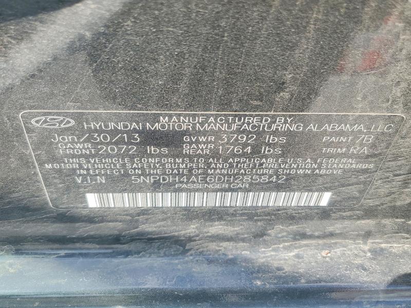 54014576 :رقم المزاد ، 5NPDH4AE6DH285842 vin ، 2013 Hyundai Elantra مزاد بيع