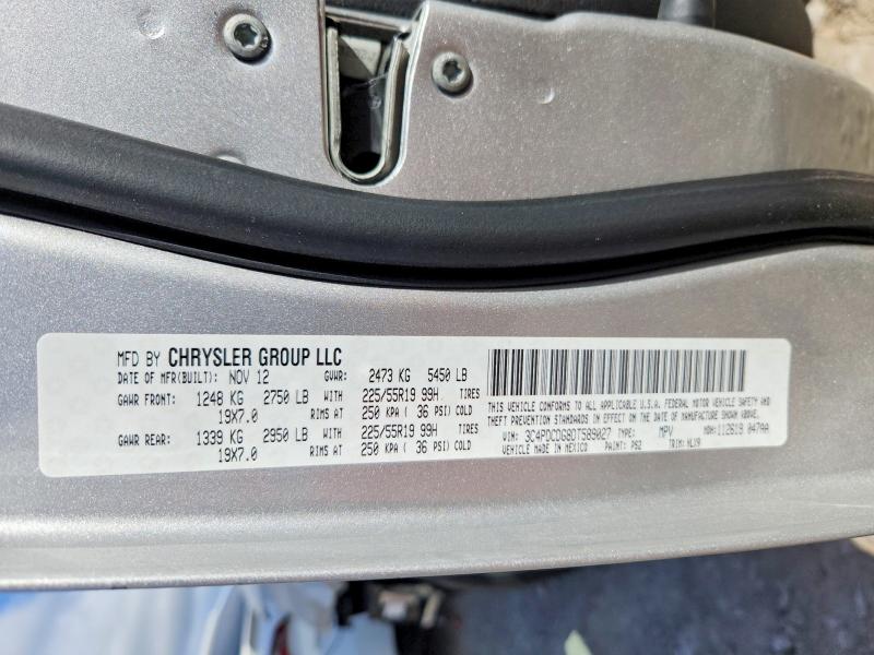 2013 Dodge Journey მანქანა იყიდება აუქციონზე, vin: 3C4PDCDG8DT589027, აუქციონის ნომერი: 53231936