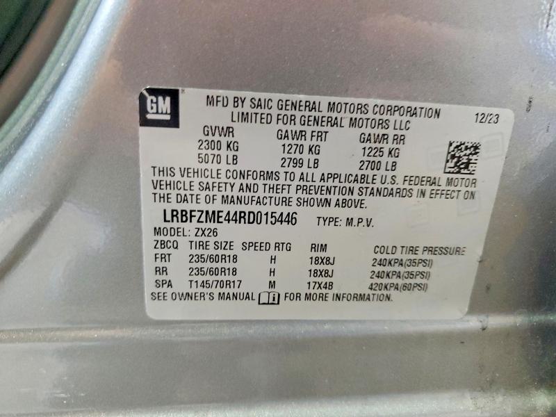 2024 Buick Envision მანქანა იყიდება აუქციონზე, vin: LRBFZME44RD015446, აუქციონის ნომერი: 55403416