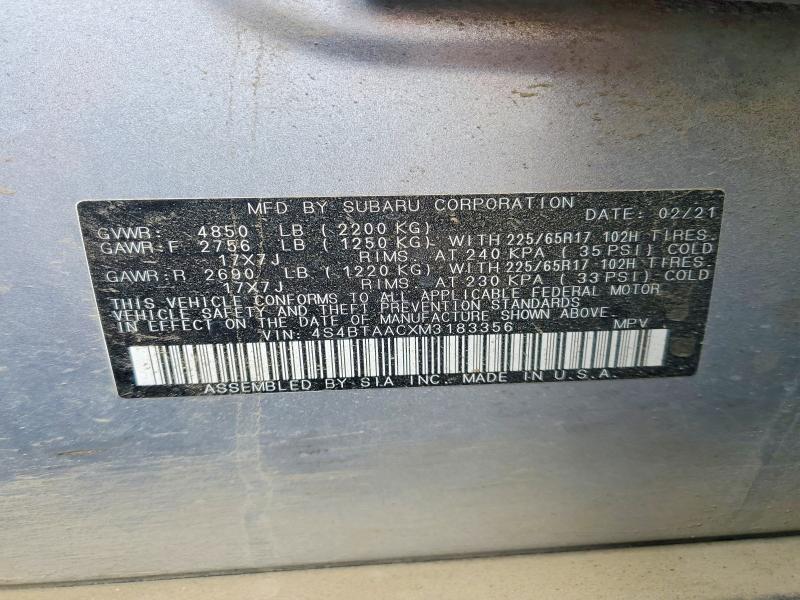 Aukcja sprzedaży 2021 Subaru Outback, vin: 4S4BTAACXM3183356, numer aukcji: 53413646