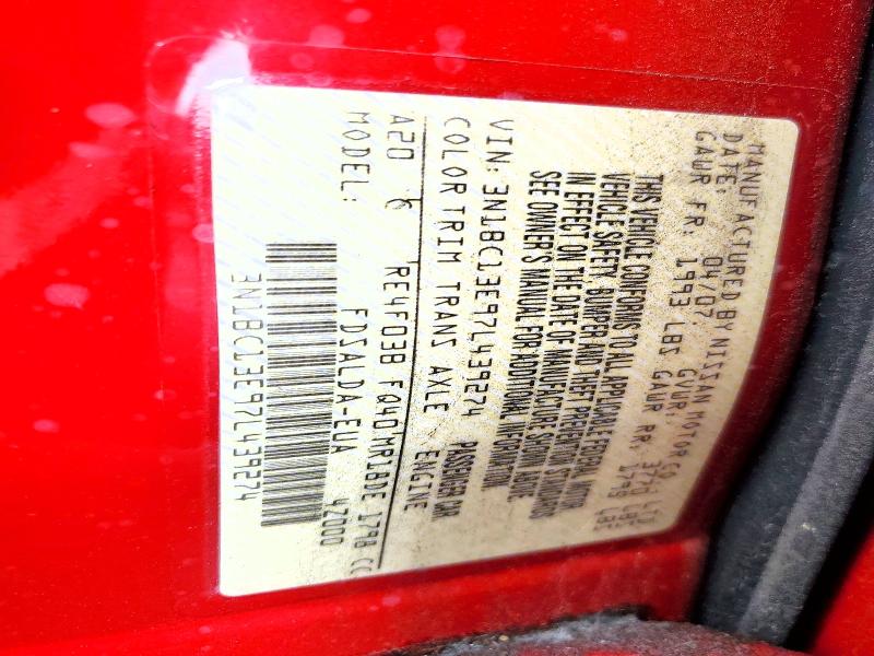 52299226 :رقم المزاد ، 3N1BC13E97L439274 vin ، 2007 Nissan Versa مزاد بيع