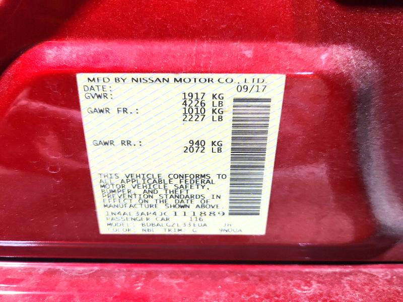 Продаж на аукціоні авто 2018 Nissan Altima, vin: 1N4AL3AP4JC111889, номер лоту: 54317836