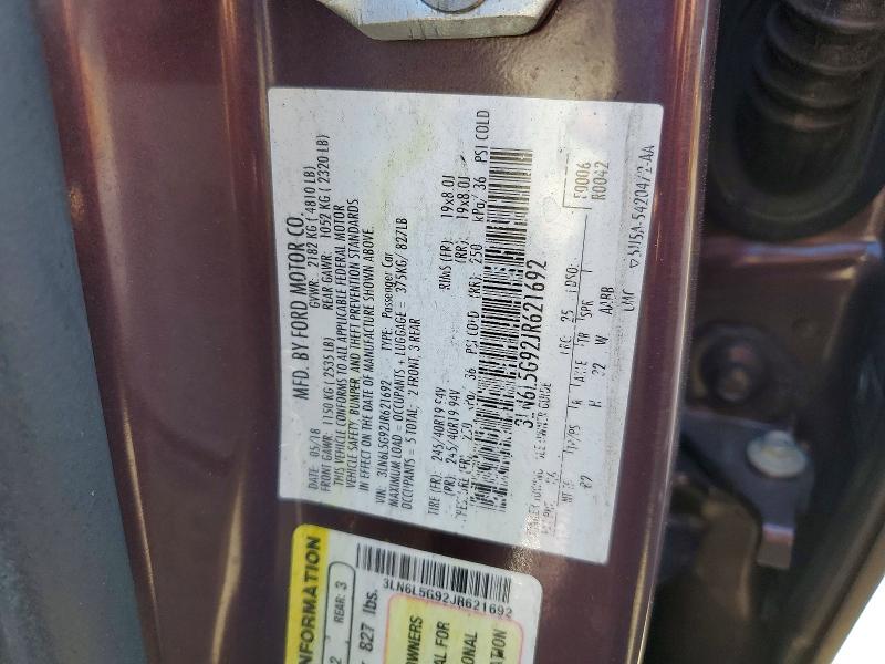 51852116 :رقم المزاد ، 3LN6L5G92JR621692 vin ، 2018 Lincoln Mkz مزاد بيع