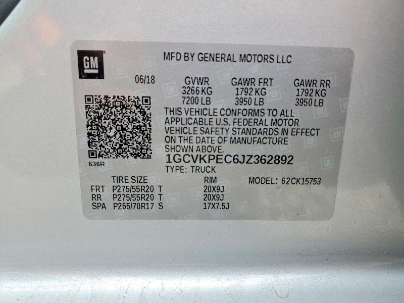 Aukcja sprzedaży 2018 Chevrolet Silverado, vin: 1GCVKPEC6JZ362892, numer aukcji: 51682066