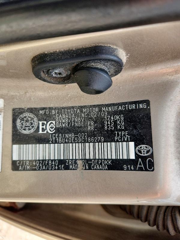 Продажа на аукционе авто 2009 Toyota Corolla, vin: 2T1BU40E59C186279, номер лота: 52368816