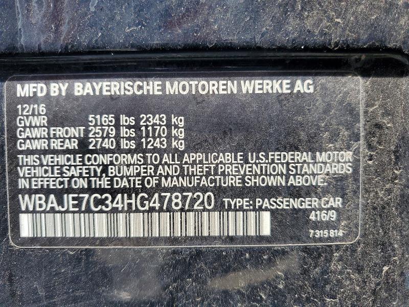 54184716 :رقم المزاد ، WBAJE7C34HG478720 vin ، 2017 Bmw 540 مزاد بيع