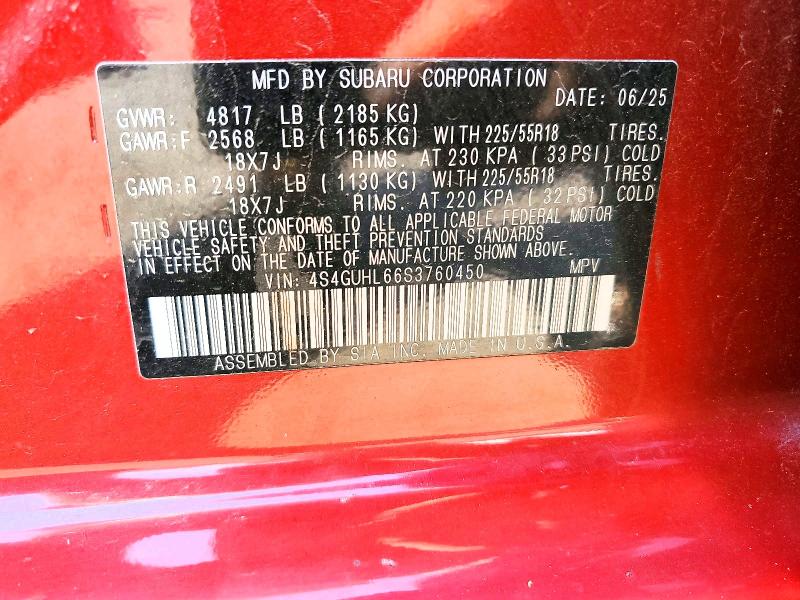 2025 Subaru Crosstrek მანქანა იყიდება აუქციონზე, vin: 4S4GUHL66S3760450, აუქციონის ნომერი: 54239106