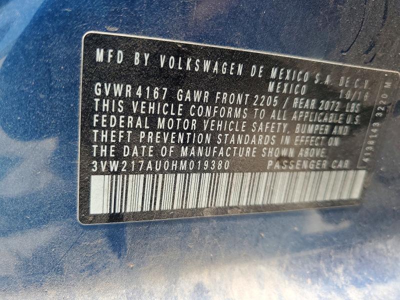 Aukcja sprzedaży 2017 Volkswagen Golf, vin: 3VW217AU0HM019380, numer aukcji: 55439116