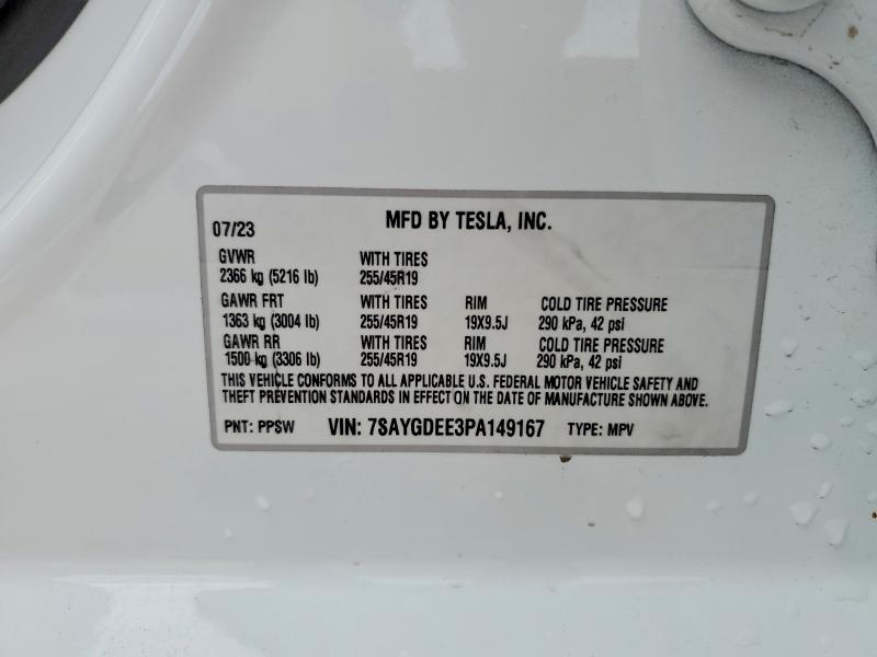 Продаж на аукціоні авто 2023 Tesla Model Y, vin: 7SAYGDEE3PA149167, номер лоту: 53207656