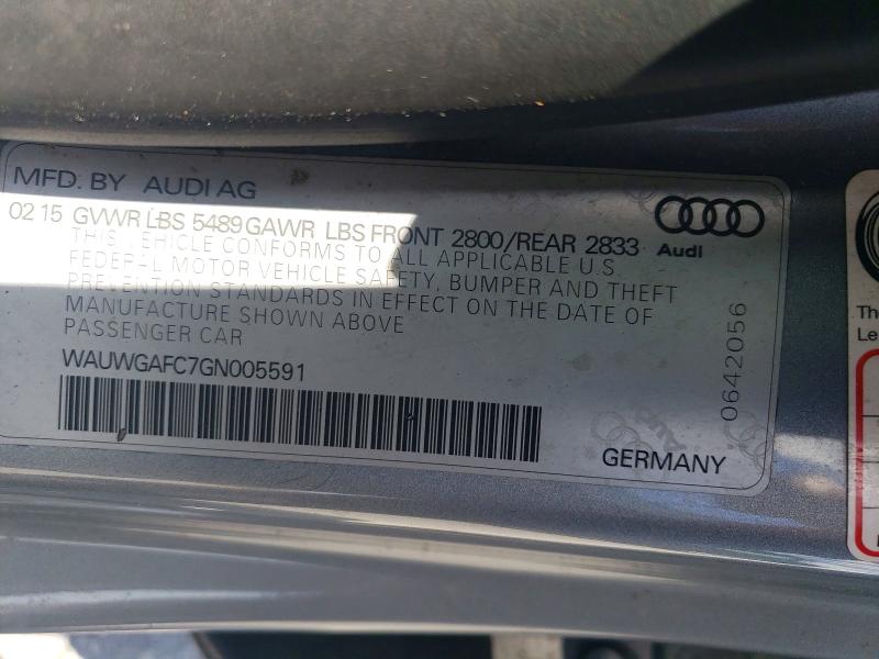 Aukcja sprzedaży 2016 Audi A7, vin: WAUWGAFC7GN005591, numer aukcji: 53510786